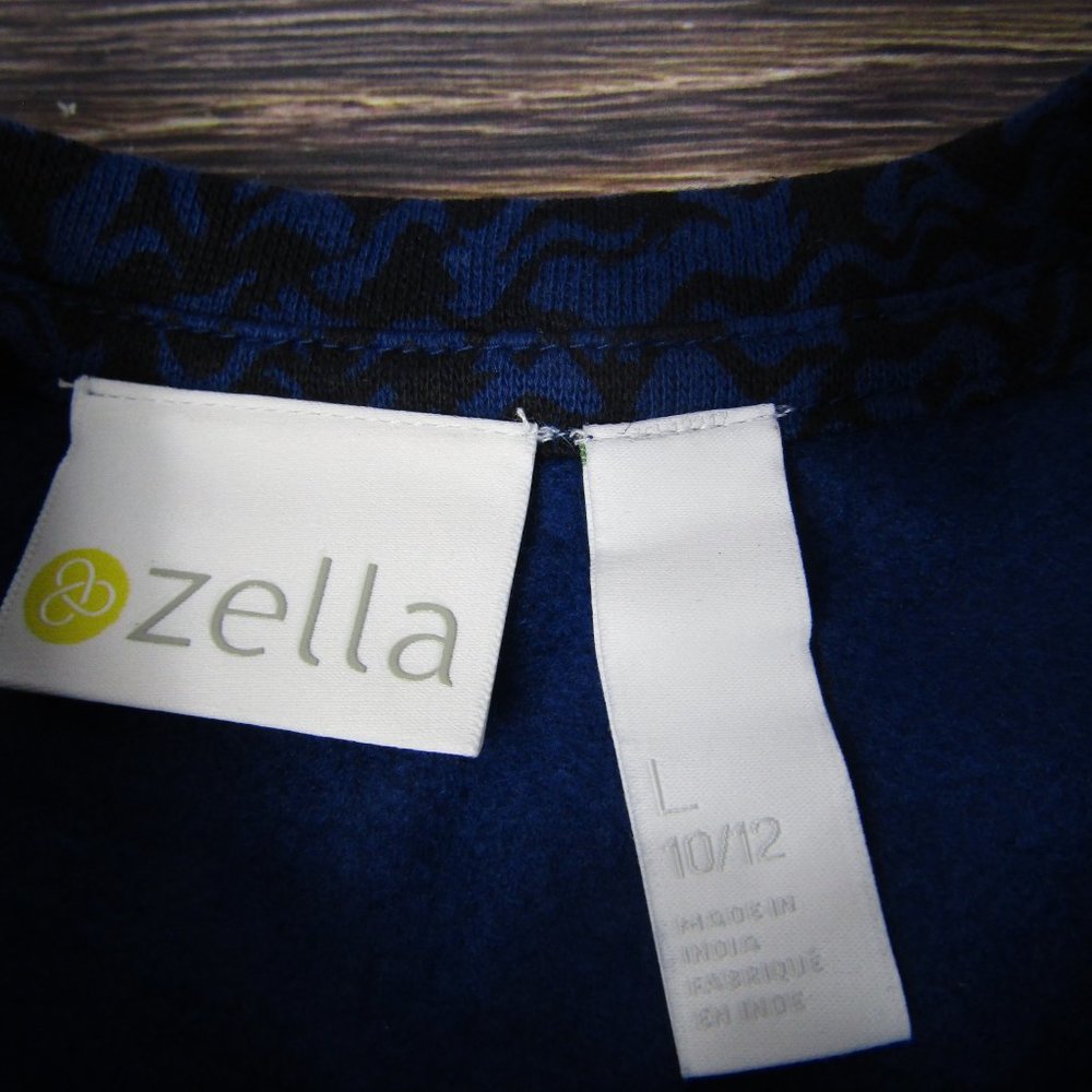 Zella NEW NWT Large Blue Twilight Black Drawstring Waist Fleece Sweatshirt - Picture 3 of 8